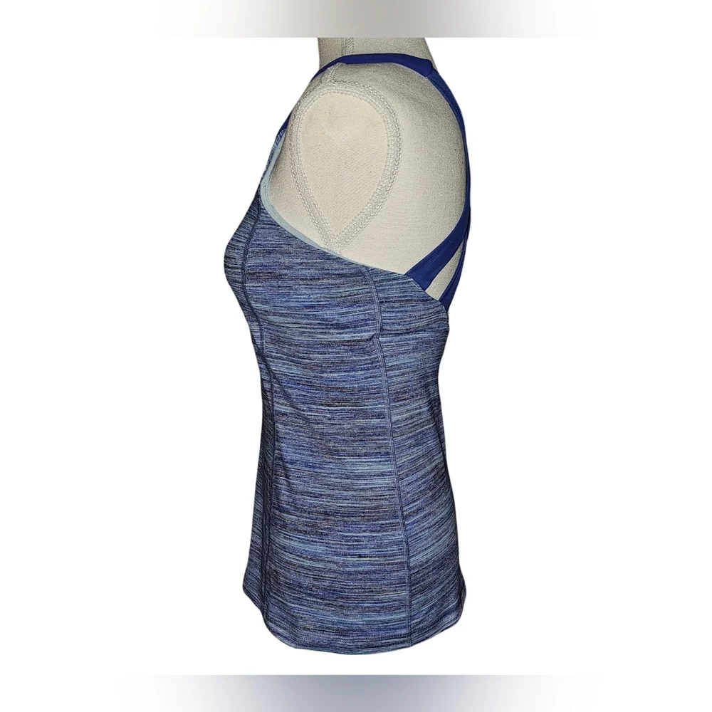 Lululemon Enhearten Tank Top Blue Strappy Back Camo Space Dye Racerback Sz 8 - Picture 7 of 15